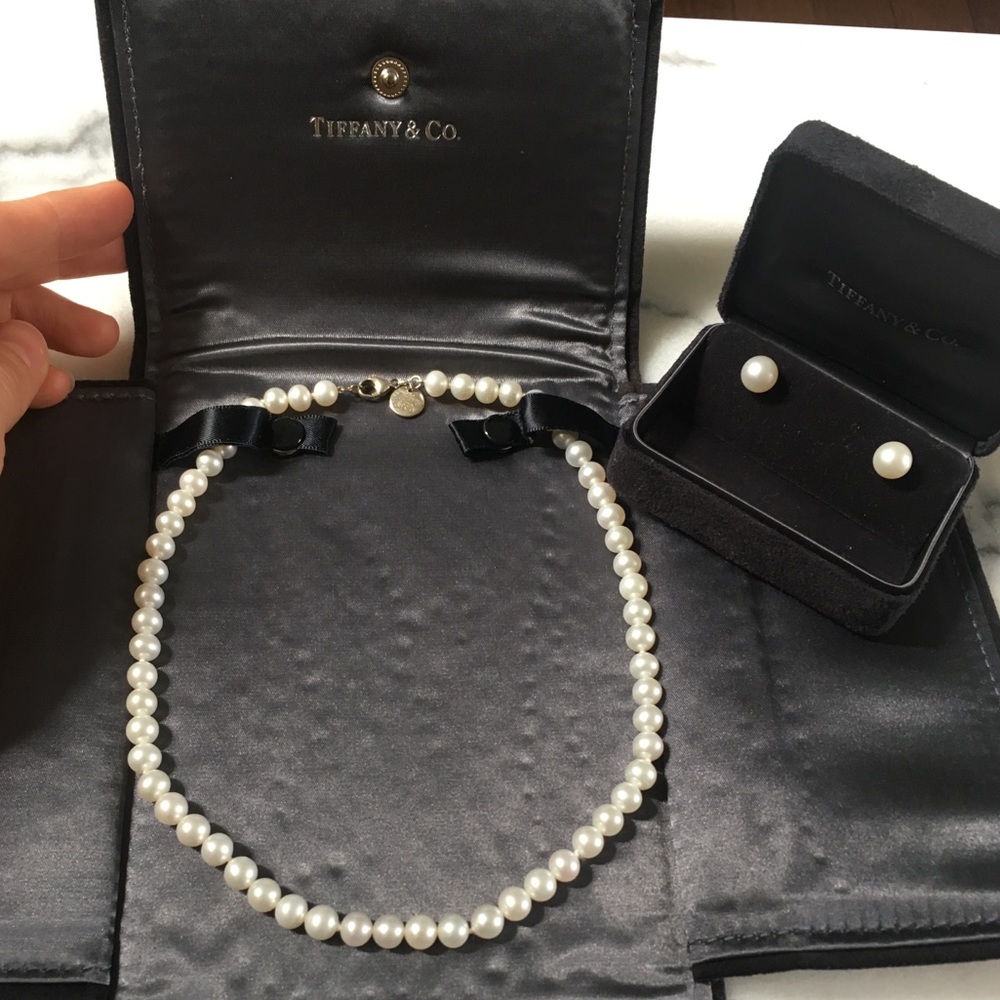 NEW- Tiffany & Co. Pearl Necklace and Earring Set